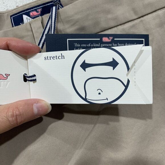 Vineyard Vines Sz 50 B 11" Breaker Shorts Stretch Khaki Tan Flat Front Mens NEW - Picture 5 of 12